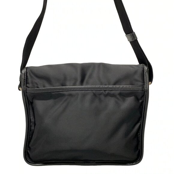 Auth PRADA Logo Jacquard 2VD769 Black Nylon Leather Shoulder Bag - Picture 2 of 16